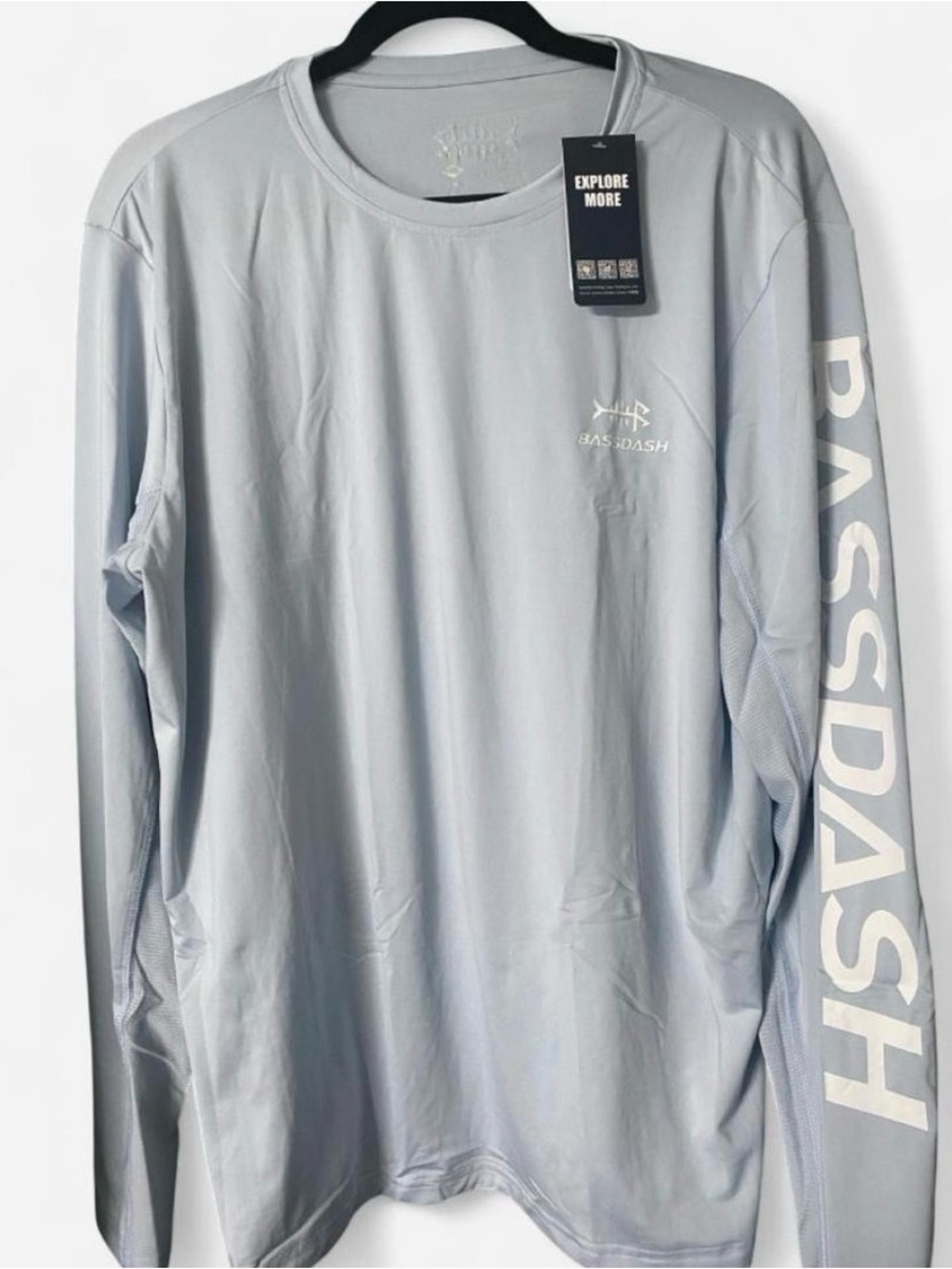 Bassdash Men's Long Sleeve Performance Shirt — Light Gray